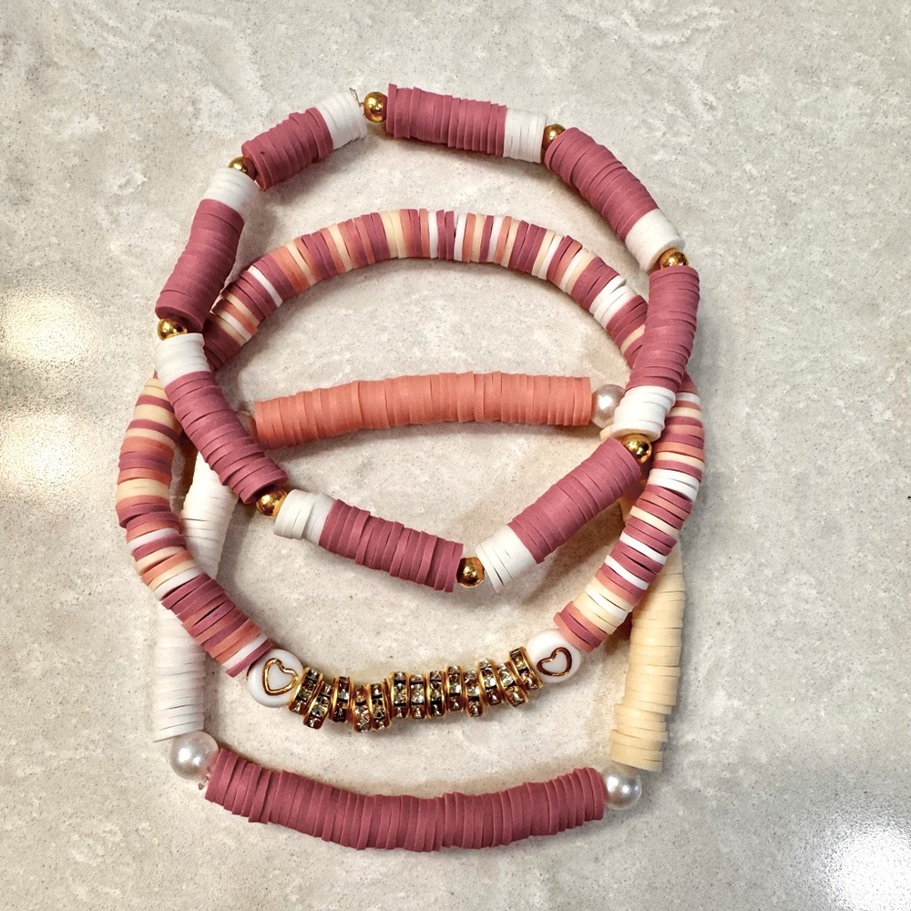 Set of 3. Handmade clay bead bracelets.